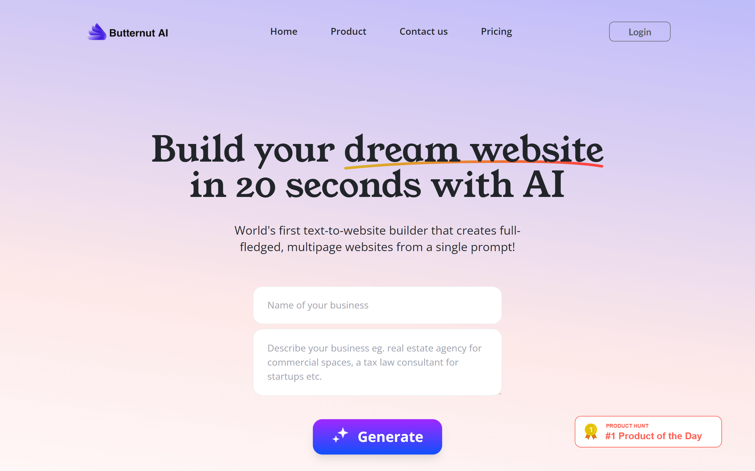 Butternut AI Website Builder